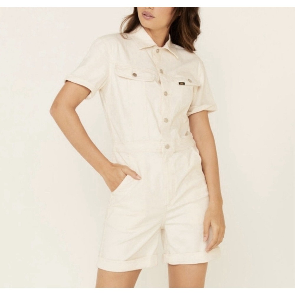 LEE Union Alls Shorts Jumpsuit Romper  Women's L One Piece Short Sleeve Workwear
